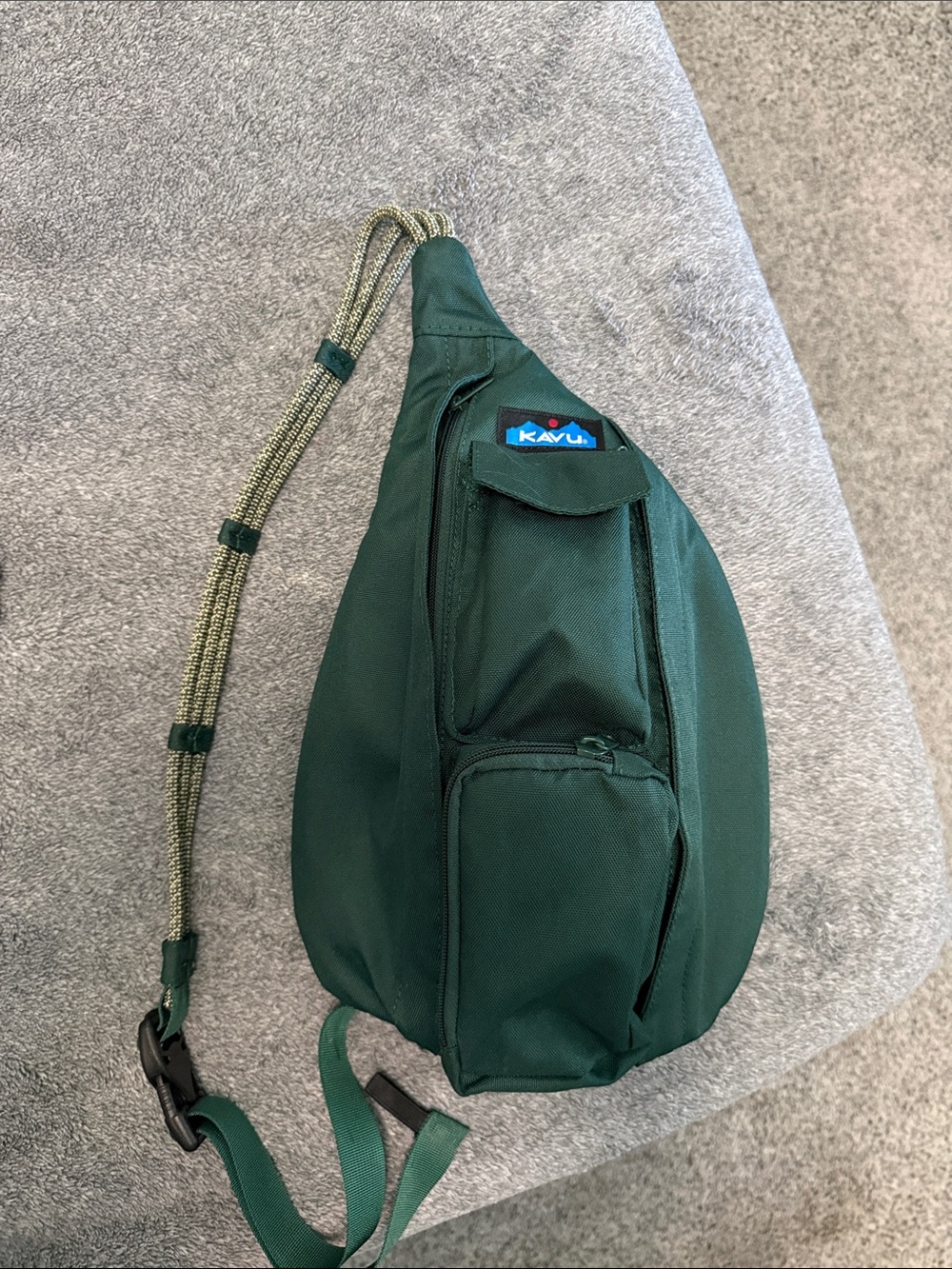 Kavu Dark Green Rope Sling Bag with Paracord Strap